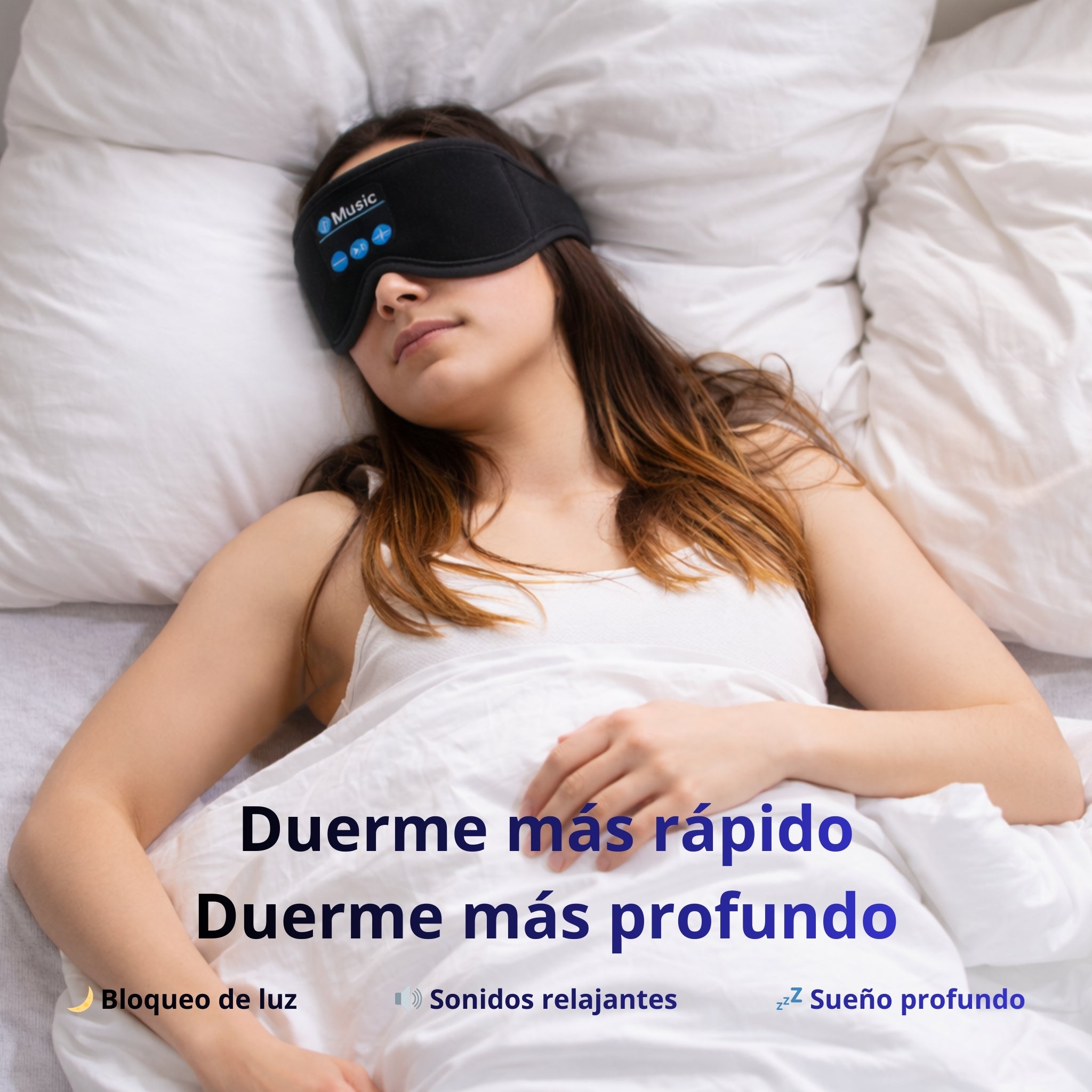 Antifaz para Dormir con Sonido Relajante – Bloquea la Luz y Relaja tu Mente