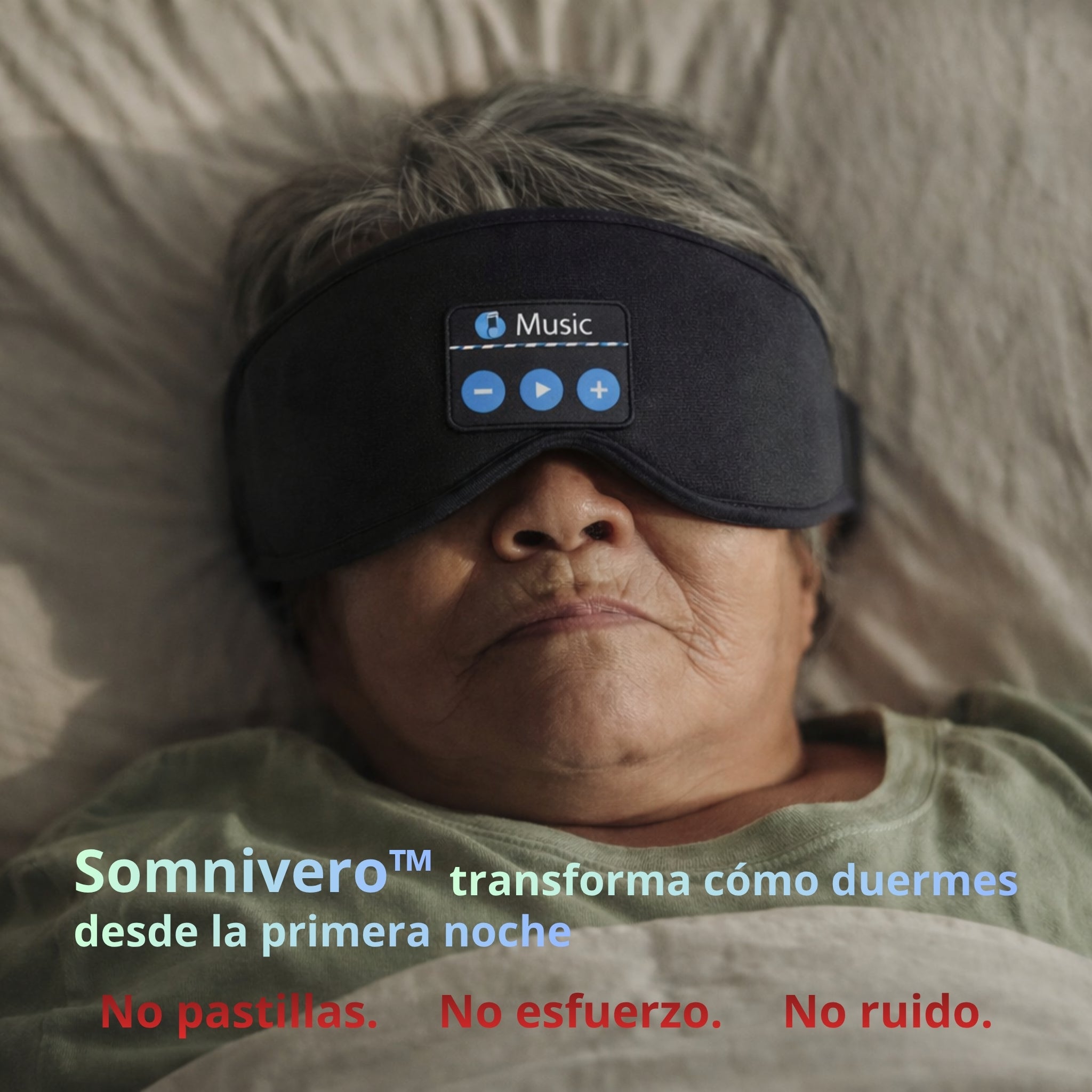 Antifaz para Dormir con Sonido Relajante – Bloquea la Luz y Relaja tu Mente